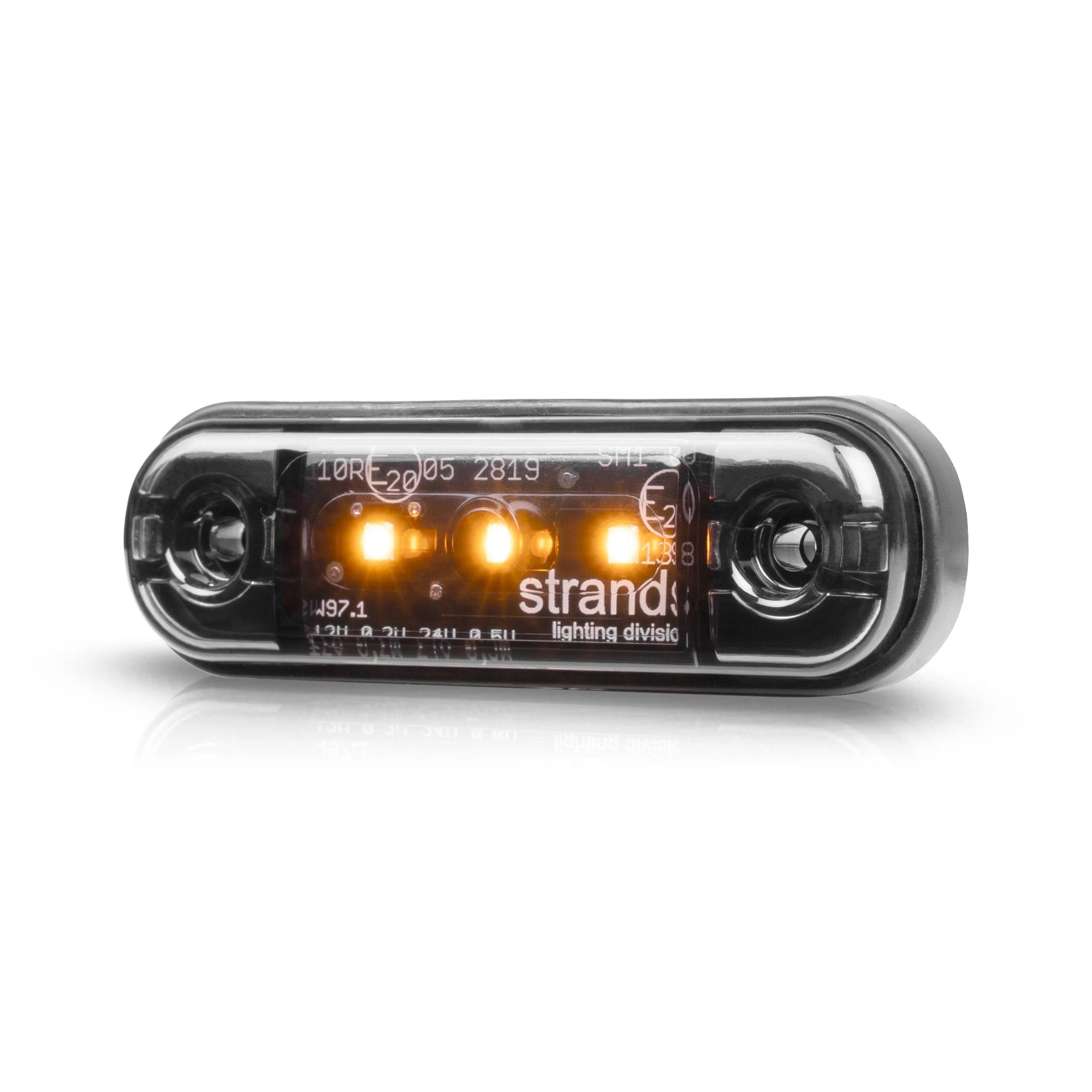 Strands Dark Knight Slim 3-LED sidemarkeringslys 12/24 V gul 84 mm